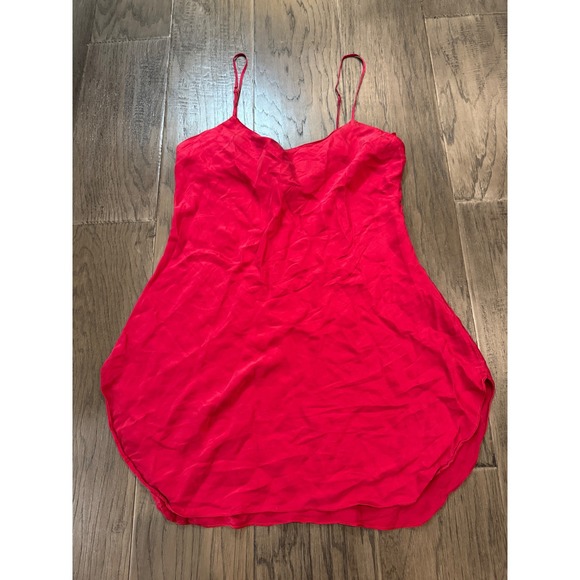 Y2K Victoria's Secret Red Silk Slip Dress Lingerie Mini Nightgown Size M - Picture 1 of 6